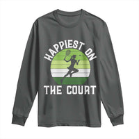 Happiest On The Court Long Sleeve Shirt Vintage Retro Tennis Girl Gift - Wonder Print Shop