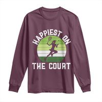 Happiest On The Court Long Sleeve Shirt Vintage Retro Tennis Girl Gift - Wonder Print Shop