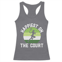 Happiest On The Court Racerback Tank Top Vintage Retro Tennis Girl Gift - Wonder Print Shop