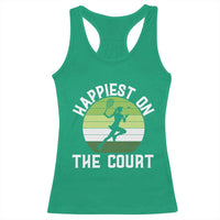 Happiest On The Court Racerback Tank Top Vintage Retro Tennis Girl Gift - Wonder Print Shop