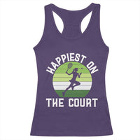 Happiest On The Court Racerback Tank Top Vintage Retro Tennis Girl Gift - Wonder Print Shop