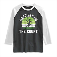 Happiest On The Court Raglan Shirt Vintage Retro Tennis Girl Gift - Wonder Print Shop