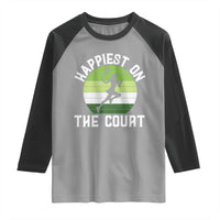 Happiest On The Court Raglan Shirt Vintage Retro Tennis Girl Gift - Wonder Print Shop