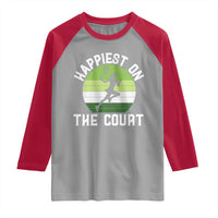 Happiest On The Court Raglan Shirt Vintage Retro Tennis Girl Gift - Wonder Print Shop