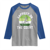 Happiest On The Court Raglan Shirt Vintage Retro Tennis Girl Gift - Wonder Print Shop