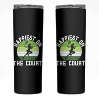 Happiest On The Court Skinny Tumbler Vintage Retro Tennis Girl Gift - Wonder Print Shop