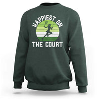 Happiest On The Court Sweatshirt Vintage Retro Tennis Girl Gift - Wonder Print Shop