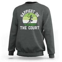 Happiest On The Court Sweatshirt Vintage Retro Tennis Girl Gift - Wonder Print Shop