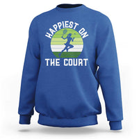 Happiest On The Court Sweatshirt Vintage Retro Tennis Girl Gift - Wonder Print Shop