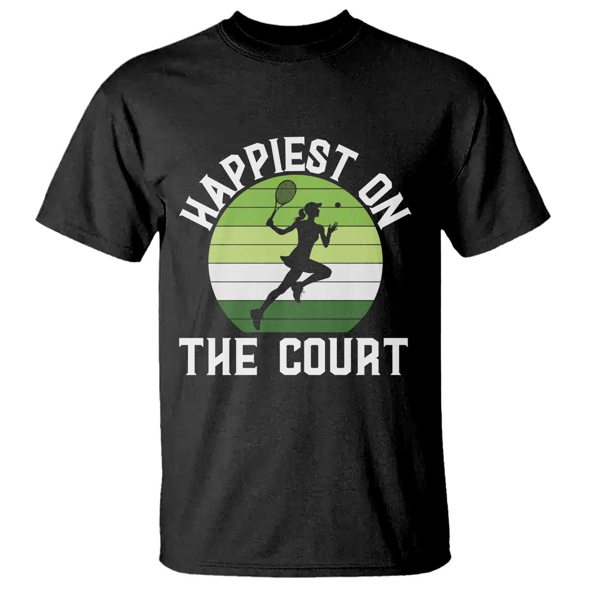 Happiest On The Court T Shirt Vintage Retro Tennis Girl Gift - Wonder Print Shop