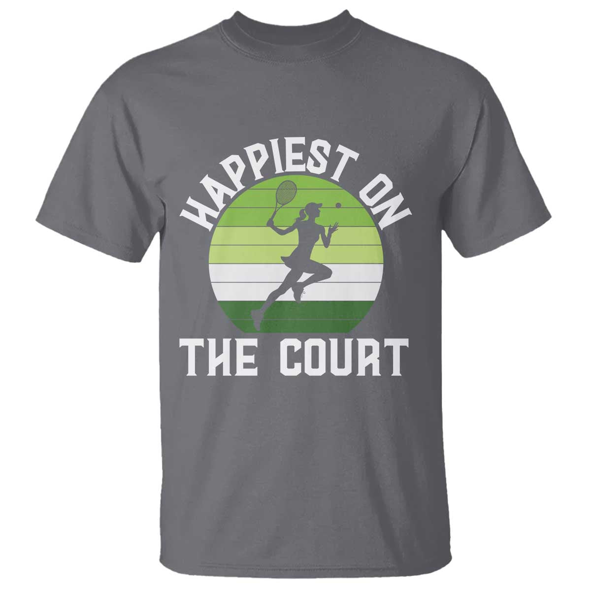 Happiest On The Court T Shirt Vintage Retro Tennis Girl Gift - Wonder Print Shop