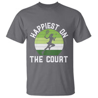 Happiest On The Court T Shirt Vintage Retro Tennis Girl Gift - Wonder Print Shop