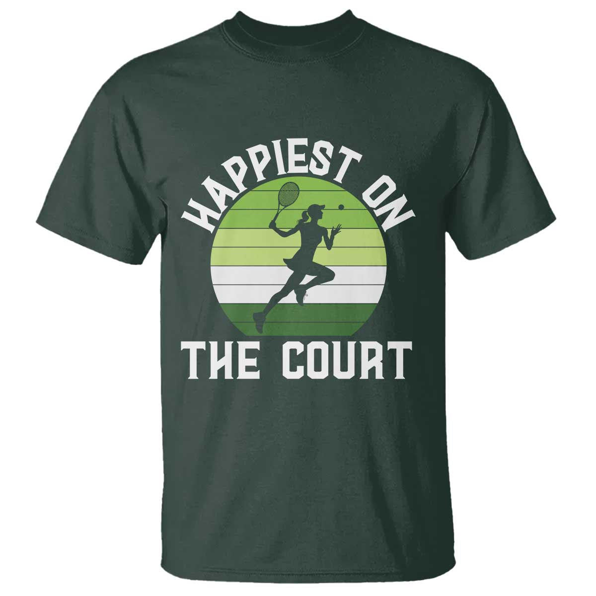 Happiest On The Court T Shirt Vintage Retro Tennis Girl Gift - Wonder Print Shop