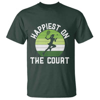 Happiest On The Court T Shirt Vintage Retro Tennis Girl Gift - Wonder Print Shop