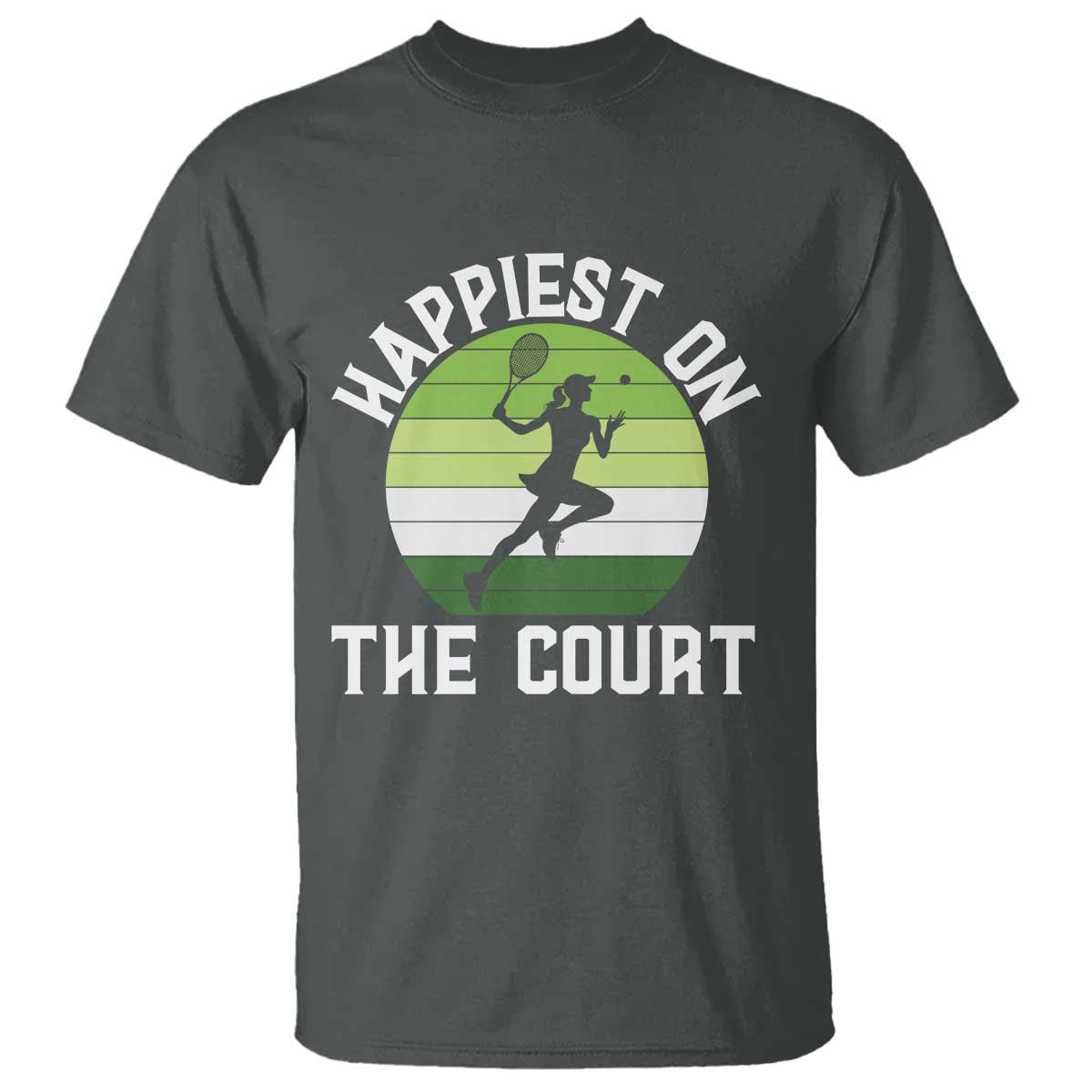 Happiest On The Court T Shirt Vintage Retro Tennis Girl Gift - Wonder Print Shop