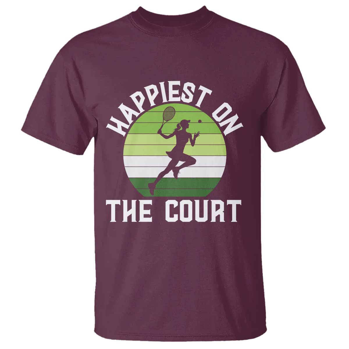 Happiest On The Court T Shirt Vintage Retro Tennis Girl Gift - Wonder Print Shop