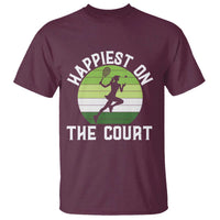 Happiest On The Court T Shirt Vintage Retro Tennis Girl Gift - Wonder Print Shop