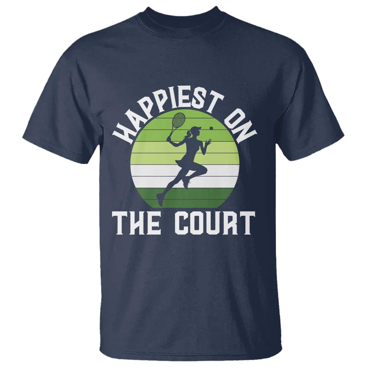 Happiest On The Court T Shirt Vintage Retro Tennis Girl Gift - Wonder Print Shop
