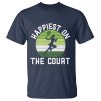Happiest On The Court T Shirt Vintage Retro Tennis Girl Gift - Wonder Print Shop