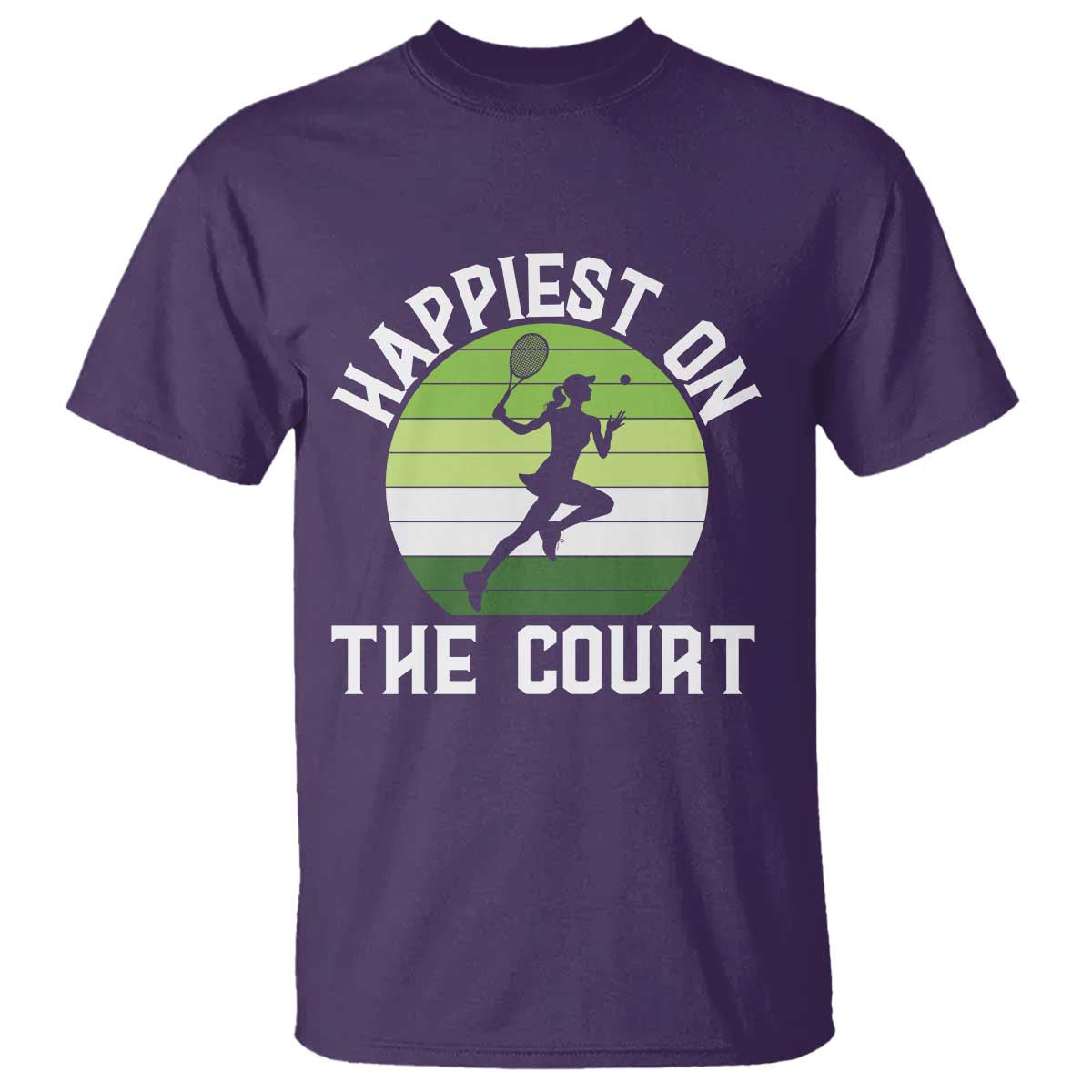 Happiest On The Court T Shirt Vintage Retro Tennis Girl Gift - Wonder Print Shop