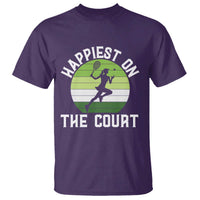 Happiest On The Court T Shirt Vintage Retro Tennis Girl Gift - Wonder Print Shop
