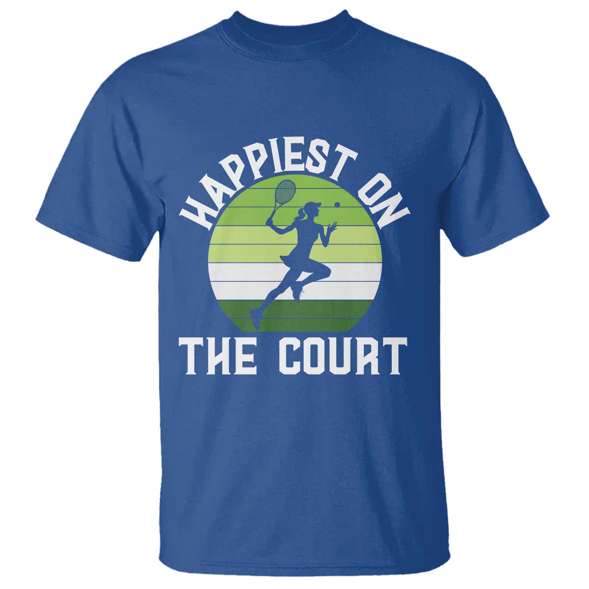 Happiest On The Court T Shirt Vintage Retro Tennis Girl Gift - Wonder Print Shop