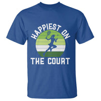 Happiest On The Court T Shirt Vintage Retro Tennis Girl Gift - Wonder Print Shop