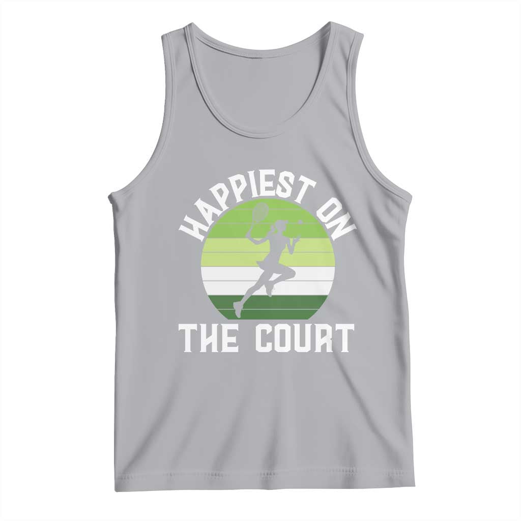 Happiest On The Court Tank Top Vintage Retro Tennis Girl Gift - Wonder Print Shop