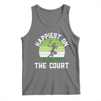 Happiest On The Court Tank Top Vintage Retro Tennis Girl Gift - Wonder Print Shop