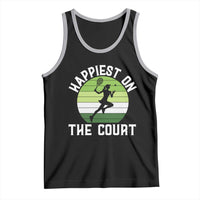 Happiest On The Court Tank Top Vintage Retro Tennis Girl Gift - Wonder Print Shop