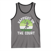 Happiest On The Court Tank Top Vintage Retro Tennis Girl Gift - Wonder Print Shop