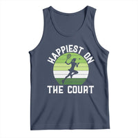Happiest On The Court Tank Top Vintage Retro Tennis Girl Gift - Wonder Print Shop