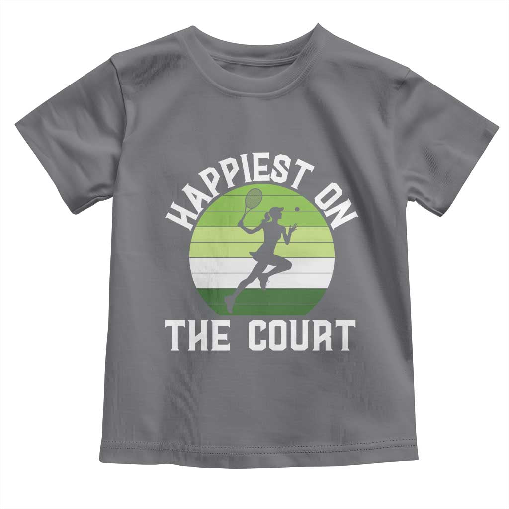 Happiest On The Court Toddler T Shirt Vintage Retro Tennis Girl Gift - Wonder Print Shop