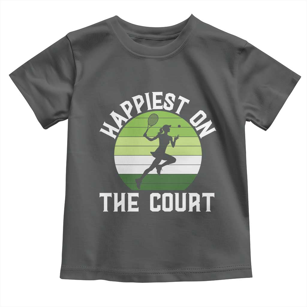 Happiest On The Court Toddler T Shirt Vintage Retro Tennis Girl Gift - Wonder Print Shop