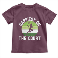 Happiest On The Court Toddler T Shirt Vintage Retro Tennis Girl Gift - Wonder Print Shop