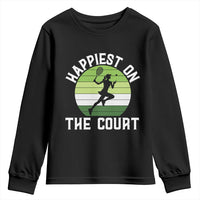Happiest On The Court Youth Sweatshirt Vintage Retro Tennis Girl Gift - Wonder Print Shop