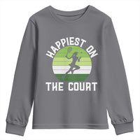 Happiest On The Court Youth Sweatshirt Vintage Retro Tennis Girl Gift - Wonder Print Shop