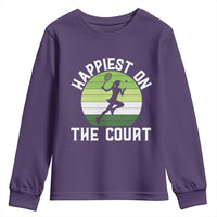 Happiest On The Court Youth Sweatshirt Vintage Retro Tennis Girl Gift - Wonder Print Shop