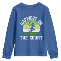 Happiest On The Court Youth Sweatshirt Vintage Retro Tennis Girl Gift - Wonder Print Shop