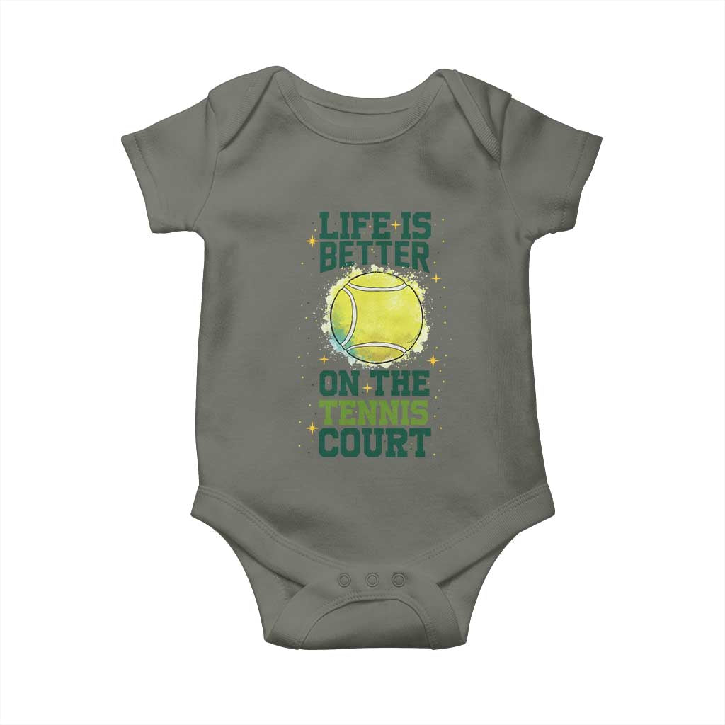 Life Is Better On The Court Baby Onesie Tennis Lover Gift - Wonder Print Shop