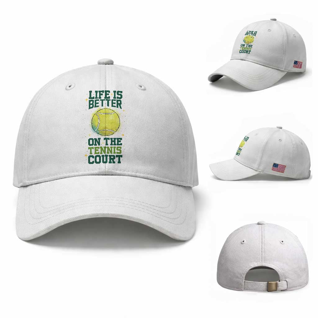 Life Is Better On The Court Baseball Cap Tennis Lover Gift