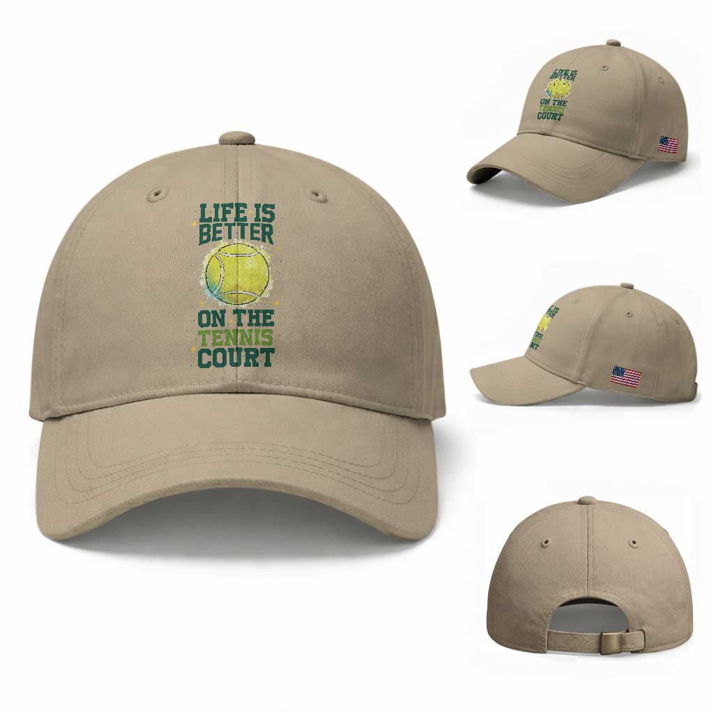 Life Is Better On The Court Baseball Cap Tennis Lover Gift