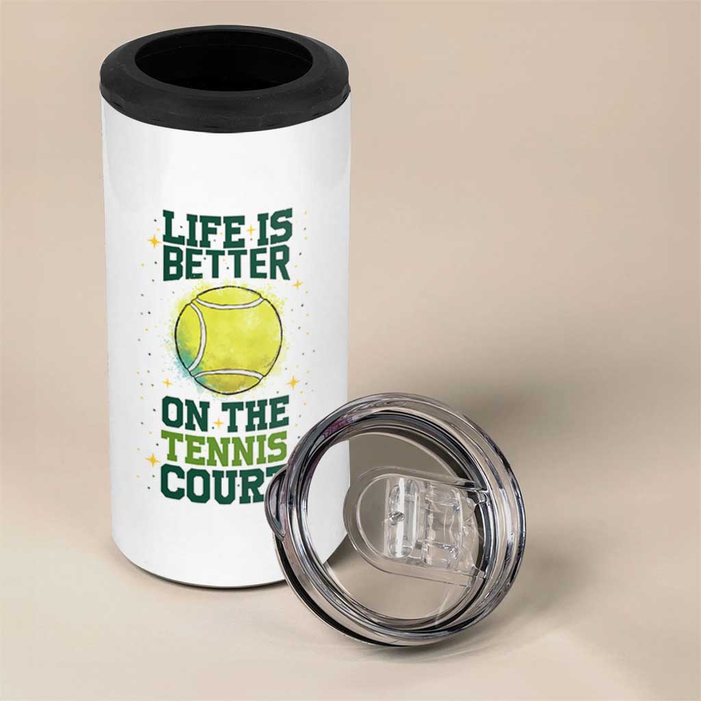 Life Is Better On The Court 4 in 1 Can Cooler Tumbler Tennis Lover Gift - Wonder Print Shop