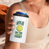 Life Is Better On The Court 4 in 1 Can Cooler Tumbler Tennis Lover Gift - Wonder Print Shop