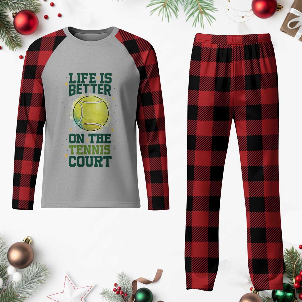 Life Is Better On The Court Plaid Pajama Set Tennis Lover Gift - Wonder Print Shop
