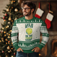 Life Is Better On The Court Ugly Christmas Sweater Tennis Lover Gift - Wonder Print Shop