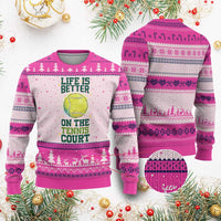 Life Is Better On The Court Ugly Christmas Sweater Tennis Lover Gift - Wonder Print Shop