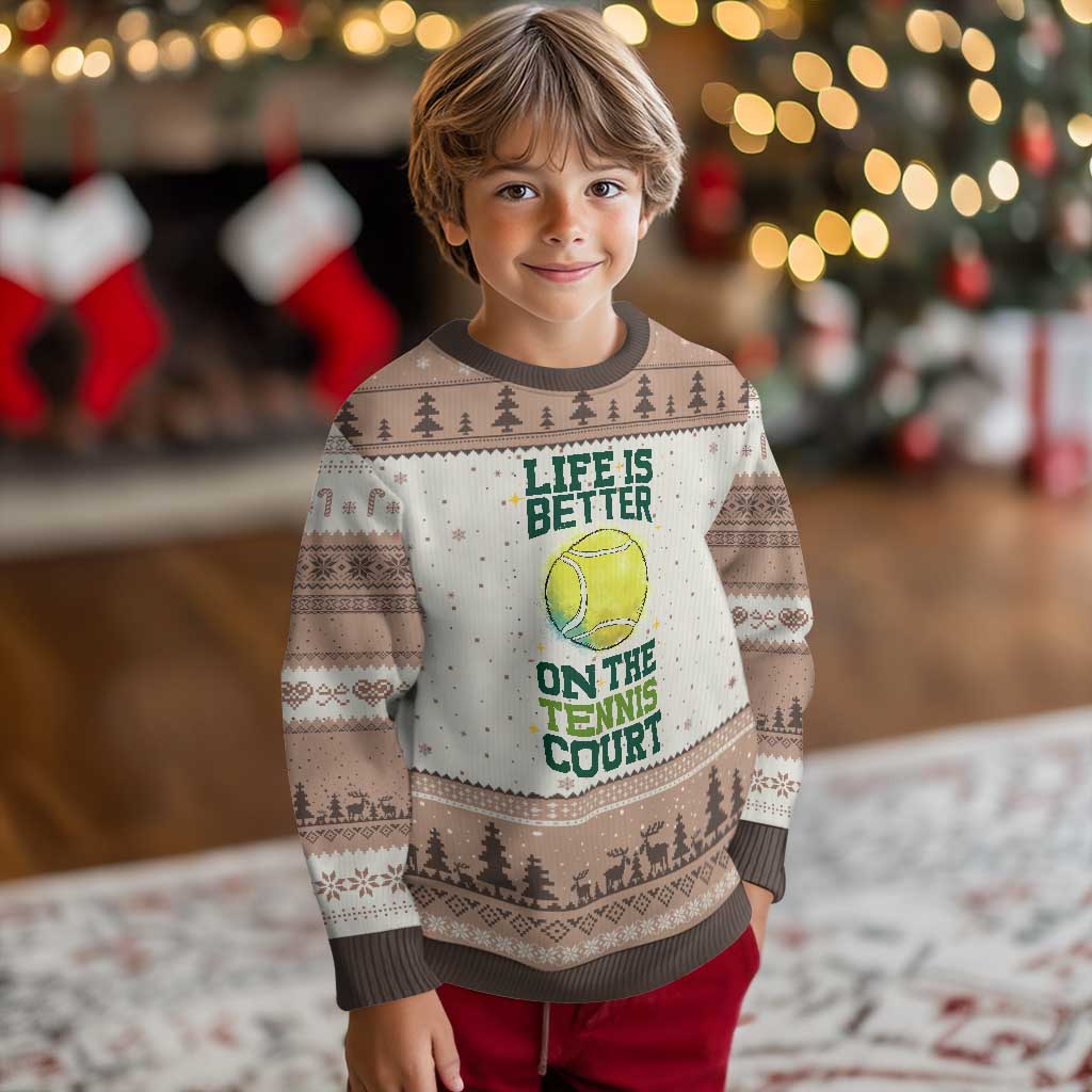 Life Is Better On The Court Ugly Christmas Sweater Tennis Lover Gift - Wonder Print Shop