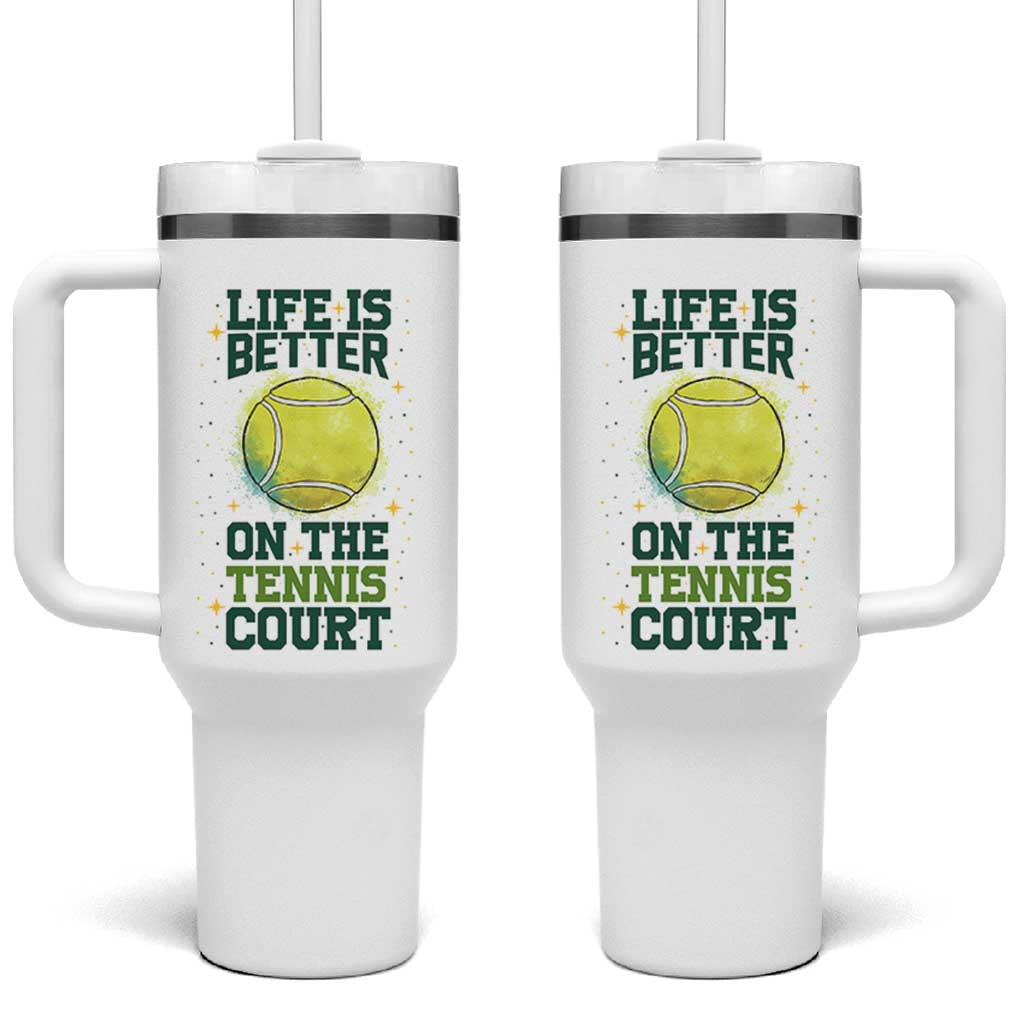 Life Is Better On The Court Tumbler With Handle Tennis Lover Gift - Wonder Print Shop