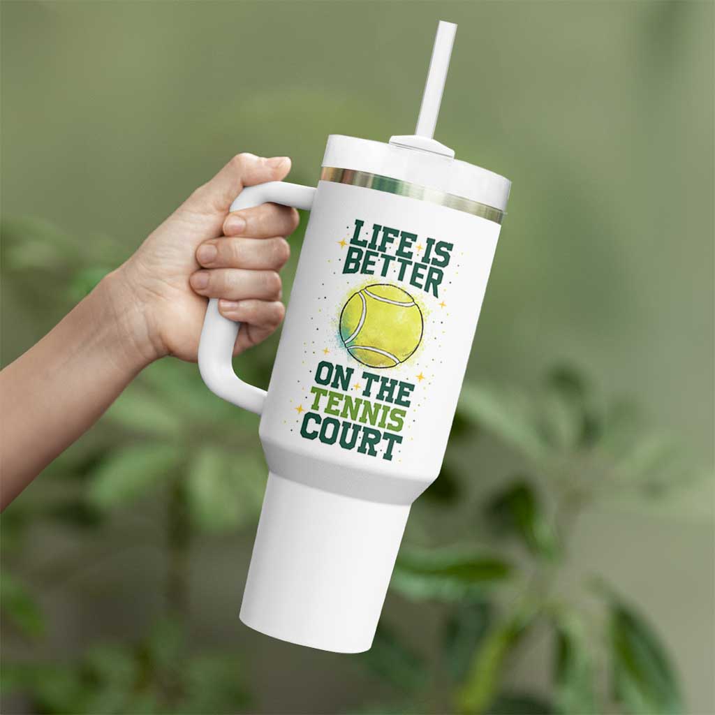 Life Is Better On The Court Tumbler With Handle Tennis Lover Gift - Wonder Print Shop